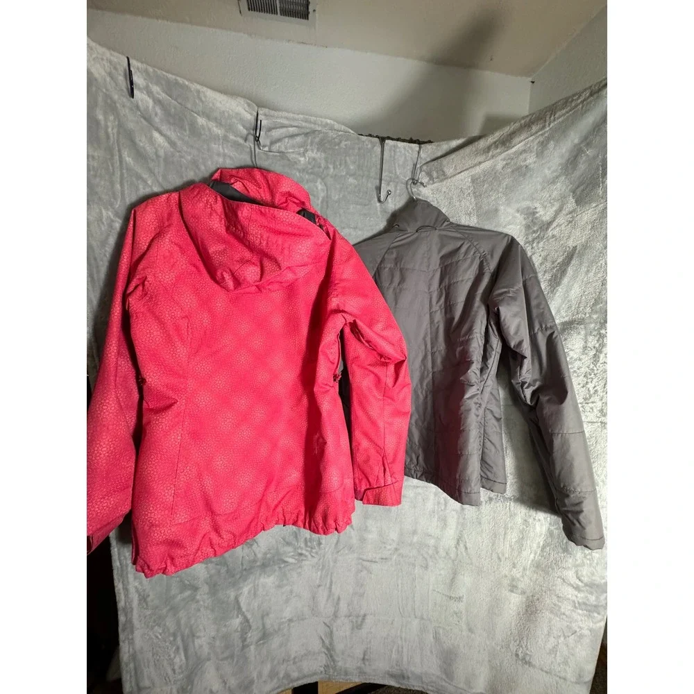 Columbia Interchange 3-in-1 Jacket Womens Small Pink Grey Omni-Heat Ski Puffer